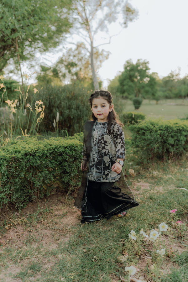 Black Monochrome Gharara - Parsa Stiching Studio