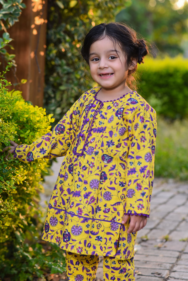 2 Piece - Printed khaddar Suit