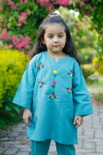 2 Piece - Embroidered Khaddar Suit (Aqua)