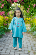 2 Piece - Embroidered Khaddar Suit (Aqua)