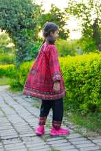 2 Piece - Printed khaddar Frock With Shalwar